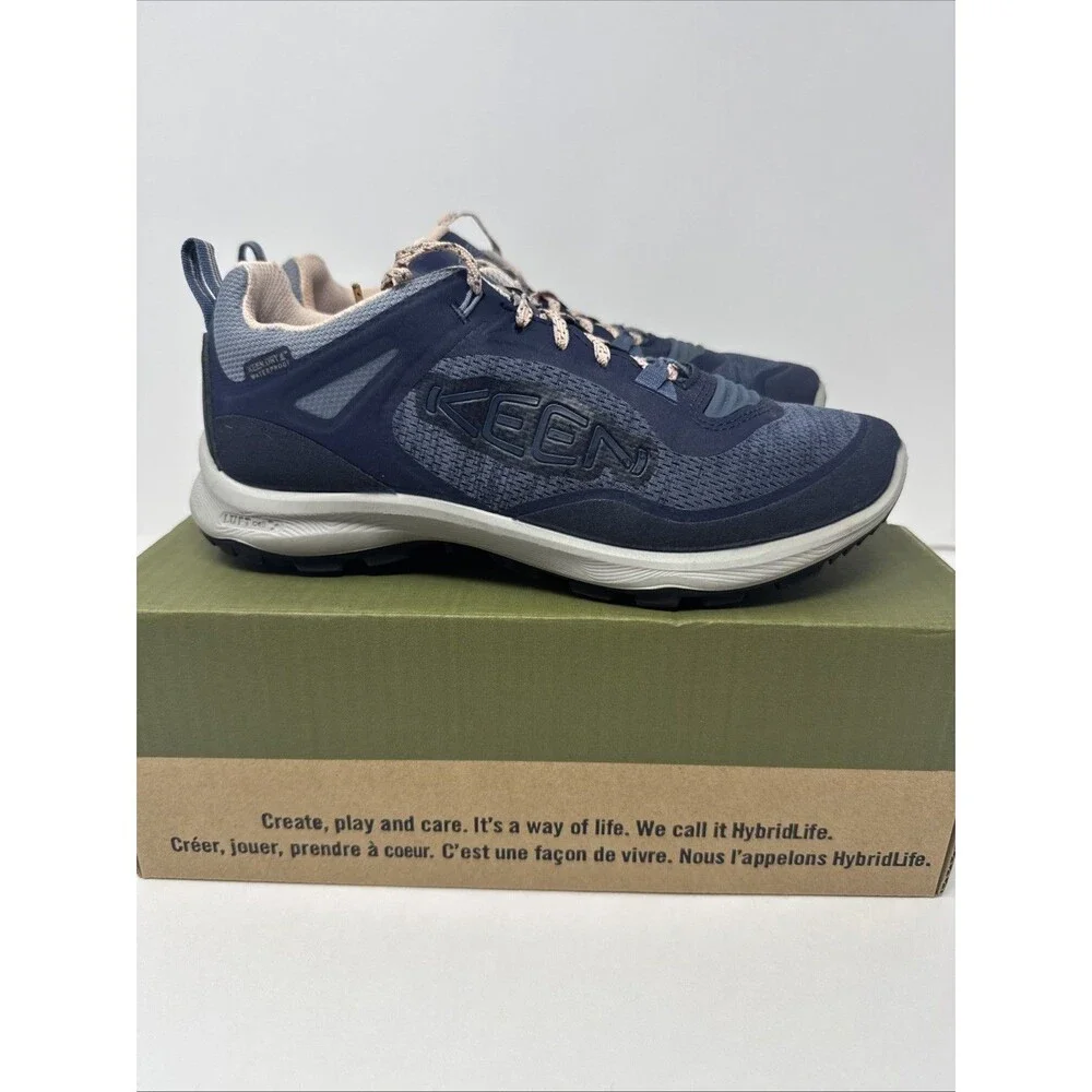 KEEN Women's TERRADORA FLEX Waterproof Hiking Sneakers Size 6.5 INDIGO/PEACH